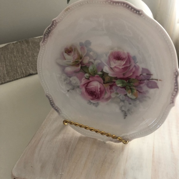 Silesia  Germany Plate Pink Roses Porcelain - Picture 3 of 6